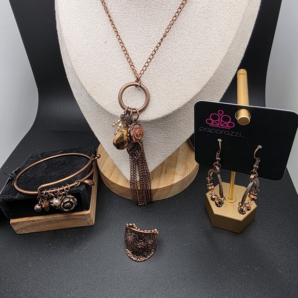 Paparazzi Copper Jewelry Set with Rose Accents (1631) - Picture 1 of 5